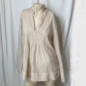 J. Jill cotton medium cream quarter sleeve blouse top button